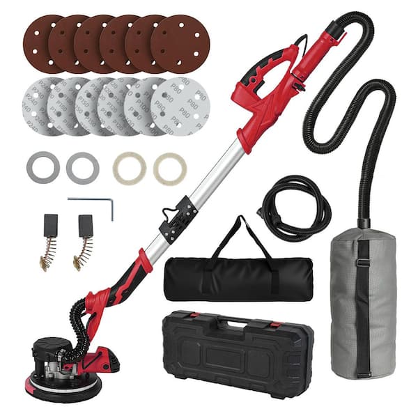 800 W Electric Drywall Sander with Vacuum Dust Collection, 360 º LED Working Lights, Plastic Box, Extendable Handle
