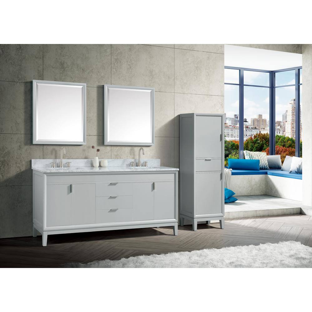 Emma 72" Dove Gray Solid Wood Double Vanity Cabinet