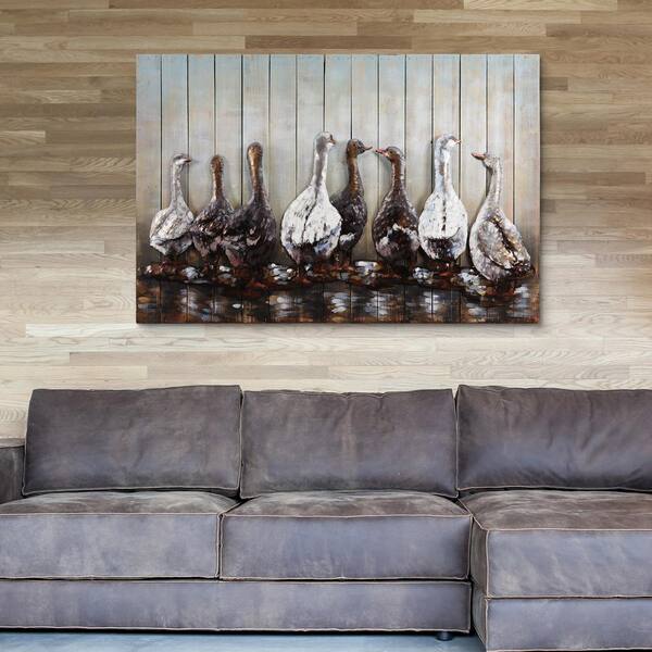 Empire Art Direct "Ducks" Handed Painted Iron Wall sculpture on Wooden Wall Art PMO1711023248