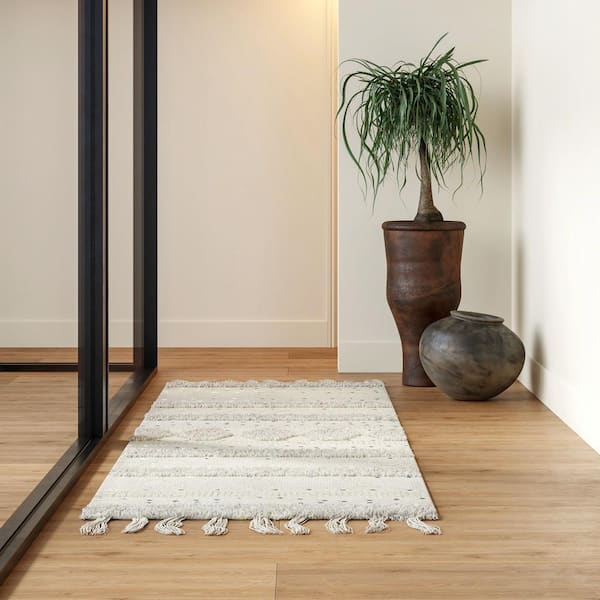 Chandy Textured Wool Area Rug Ivory 2 ft. 6 in. x 10 ft. Runner Rug