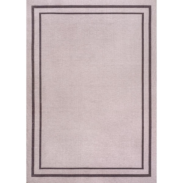 Sloane Classic 2-Stripe Border Washable Light Purple/Dark Purple 8 ft. x 10 ft. Area Rug