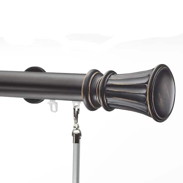 Art Decor Tekno 40 60 in. Non-Adjustable 1.5 in. Single Traverse Window Curtain Rod Set in Black with Aron Finial