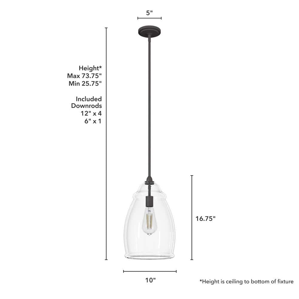 Dunshire Noble Bronze Small Pendant Light with Clear Glass Shade