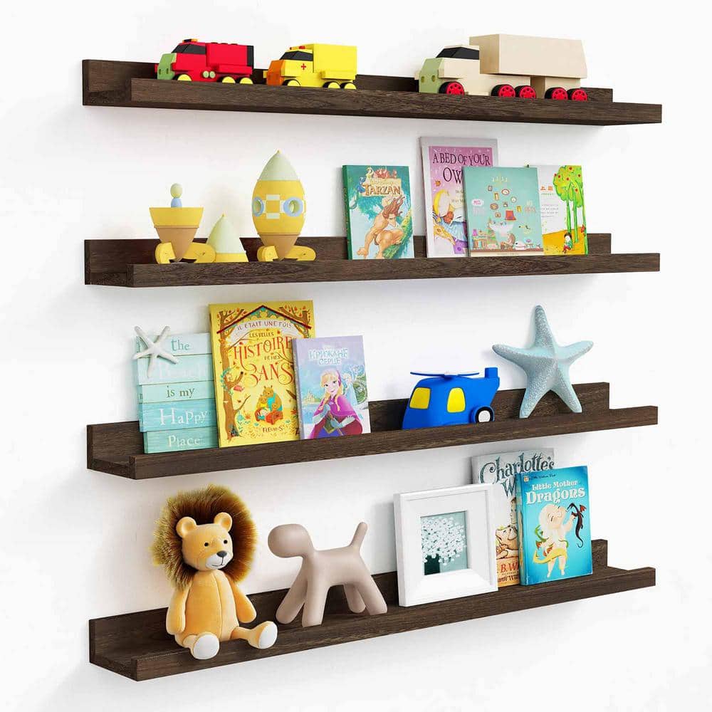36 in. W x 4.5 in. D Floating Decorative Wall Shelf Set of 4