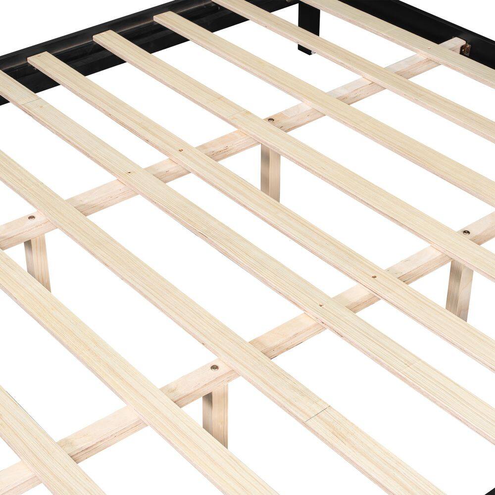 Ysabel Stylish Brown Solid Wood Frame King Size Platform Bed with Slatted Headboard - thumbnail 9