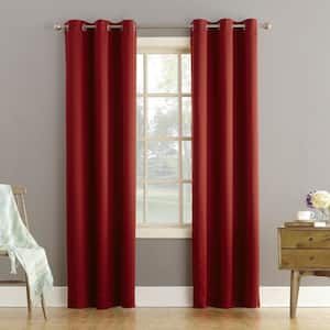 Tovi Brick Red Polyester 40 in. W x 63 in. L Grommet Room Darkening Curtain (Single Panel)