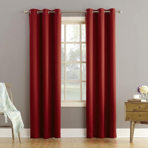 Sun Zero Tovi Brick Red Polyester 40 in. W x 63 in. L Grommet Room Darkening Curtain (Single Panel)