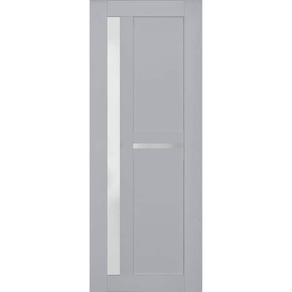 32 in. x 34 in. Solid Wood Frosted glass Matte Grey Interior Door Slab