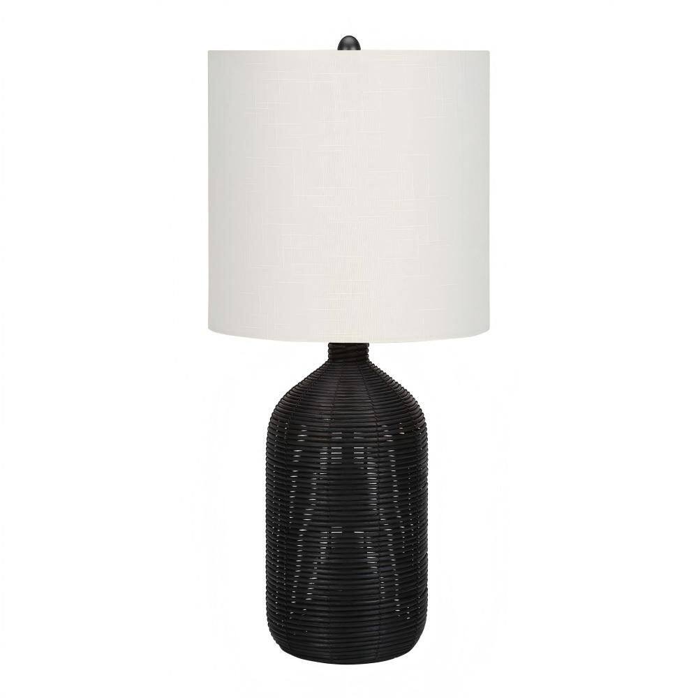 22 in. Black Rattan Modern Table Lamp with Ginger Jar Base and Ivory Fabric Drum Shade for Living Room, Bedroom, Office price history on PriceWatchPro