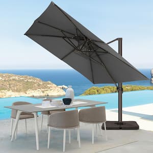 SunShade Deluxe 11 ft. Square Cantilever Umbrella Heavy-Duty 360° Rotation Patio Umbrella in Gray