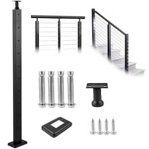 Cable Railing Post Level Deck Stair Post 36 x 0.98 x 1.97 in. Cable Handrail Post Stainless Steel Brushed Finishing Deck