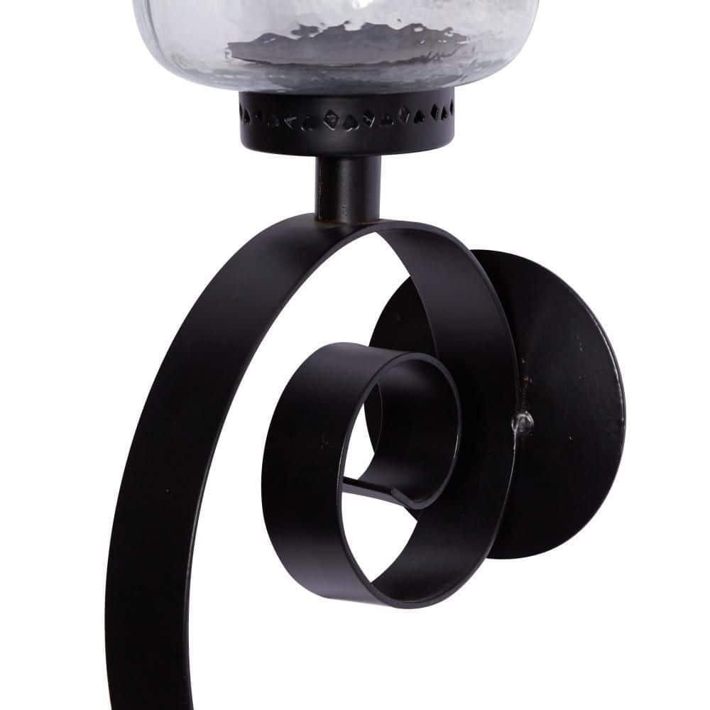 Elegant Scrollwork 27" Black Iron Wall Sconce, Plug-In Electric