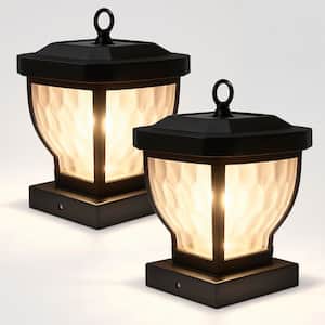 Manchester 4 in. x 4 in. Dark Bronze ABS Plastic Outdoor LED Solar Post Cap (2-Pack)
