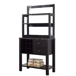 Well Designed Dark Brown Wine Rack with 2-Drawers