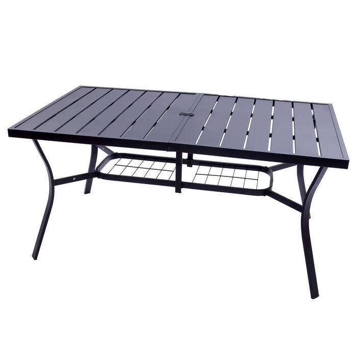 Wildaven Rectangle Metal Patio Dining Table