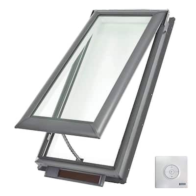 21 in. x 45-3/4 in. Solar Powered Fresh Air Venting Deck-Mount Skylight with Laminated Low-E3 Glass