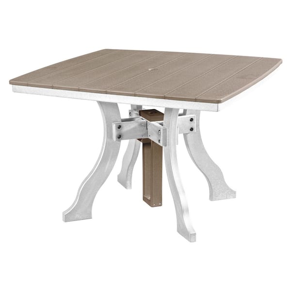 American Furniture Classics Adirondack Series White Frame Square High Density Plastic Dining Height Outdoor Dining Table