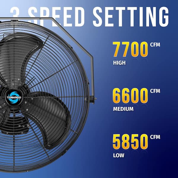 24 outlet Inch High Velocity Industrial Wall Fan 3 Speed