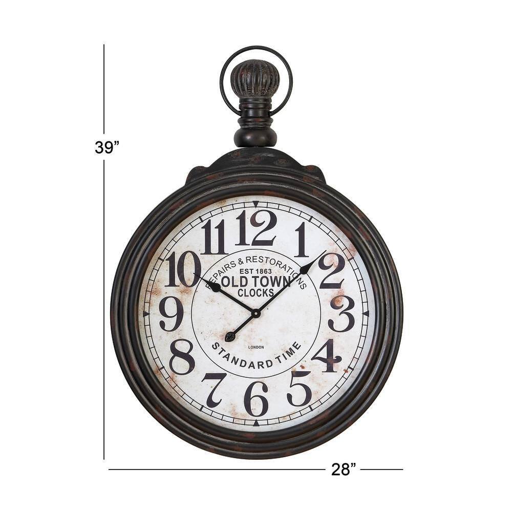 39" Brown MDF Vintage Pocket Watch Wall Clock