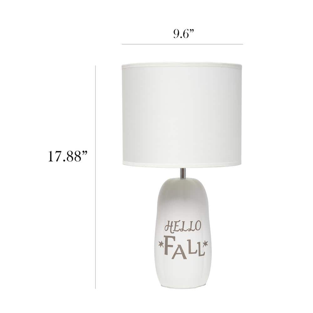 White Ceramic Pumpkin-Shaped Table Lamp with Fabric Shade