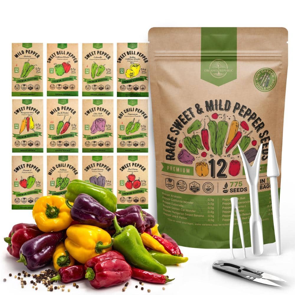 12 Rare Sweet & Mild Pepper Seeds -  Non-GMO Heirloom Seeds for Planting Sweet and Hot Peppers price history on PriceWatchPro
