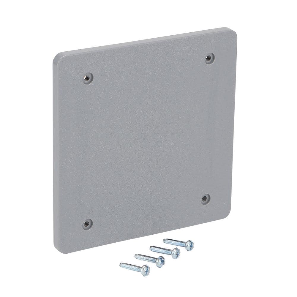 2-Gang Blank Non-Metallic Weatherproof Cover, Gray