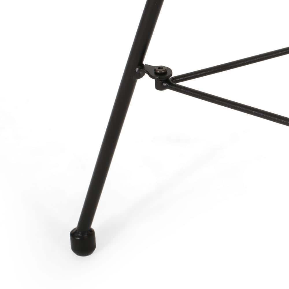 Modern White Iron and Glass Round Outdoor Side Table