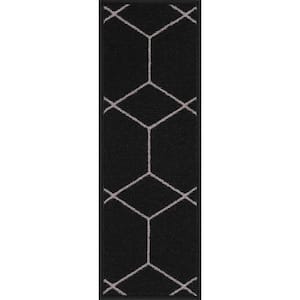 Hexagon Design Black Silver Color 8.5 in. x 26 in. Polyamide Stair Tread Cover Set of 7