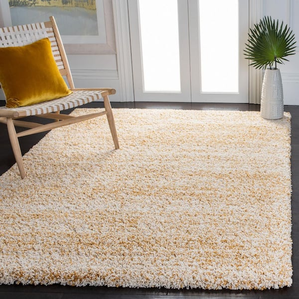 Hudson Shag 5 ft. x 8 ft. Ivory/Gold Solid Marle Area Rug