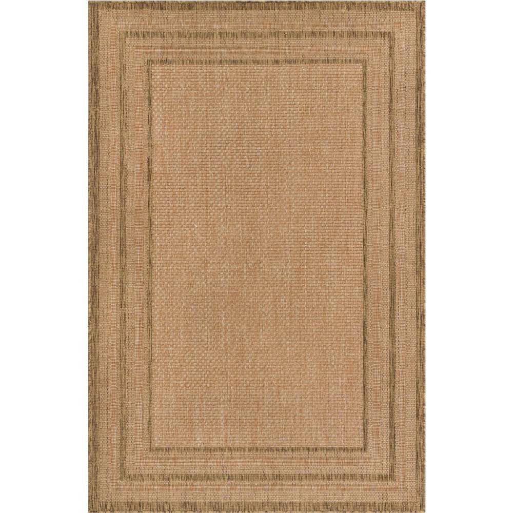 Outdoor Multi Border Light Brown 5' 3 x 8' 0 Area Rug price history on PriceWatchPro