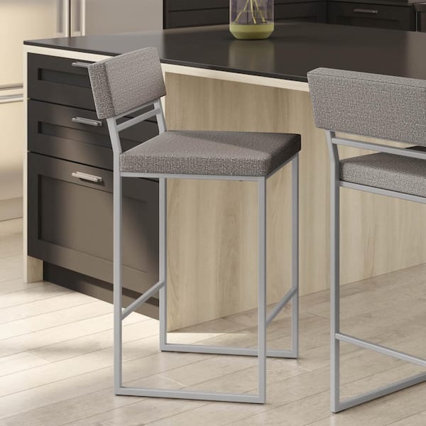 Amisco Everly 26 in. Silver Grey Polyester/Textured Silver Grey Metal Counter Stool