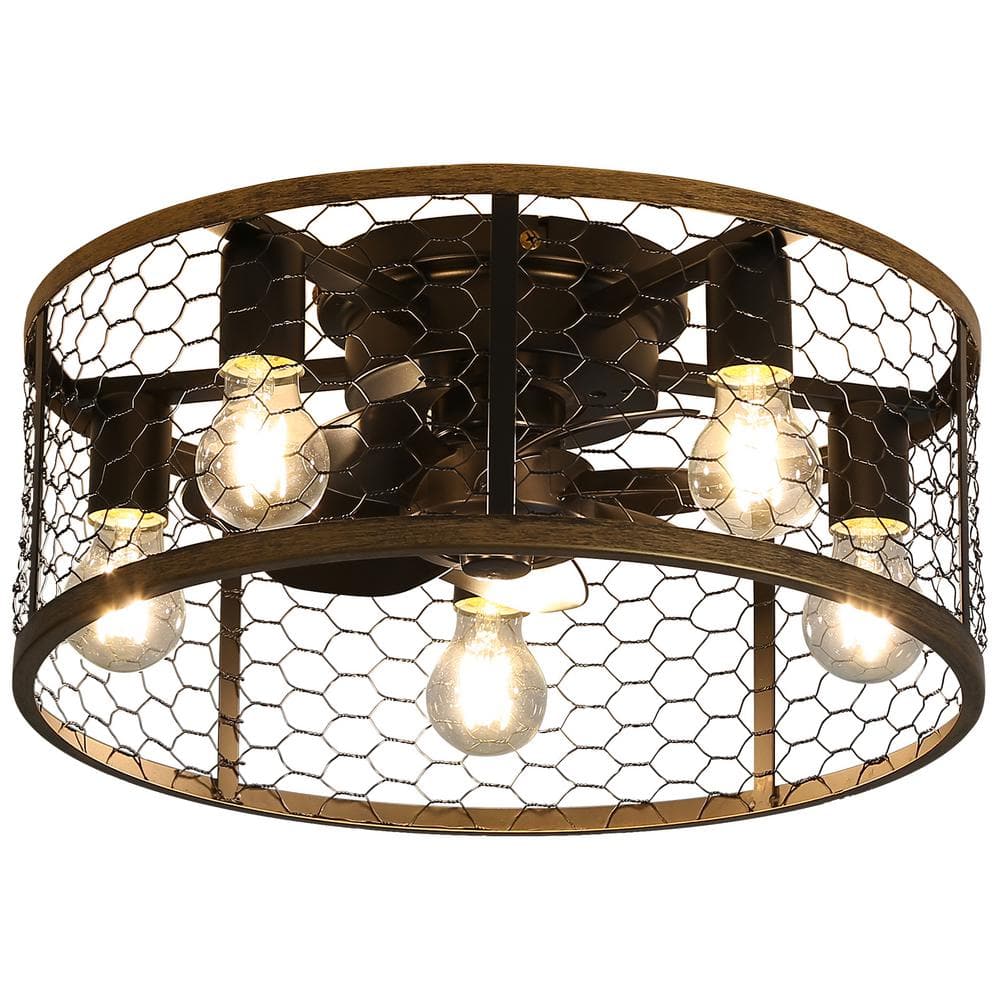 20 in. 5-Light Indoor/Outdoor Black Metal Caged Ceiling Fan with Light Kit and Remote Included price history on PriceWatchPro