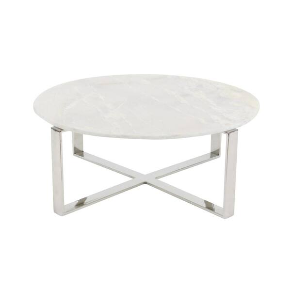 White Medium Round Stone Coffee Table, One Kings Lane Round Coffee Tables