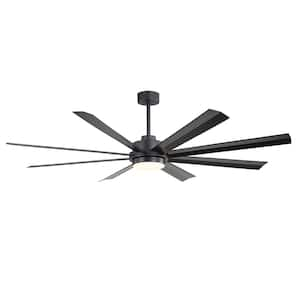 Vincent 72 in. Integrated LED Indoor Windmill Blade Black Ceiling Fans with Light and Remote Control Included