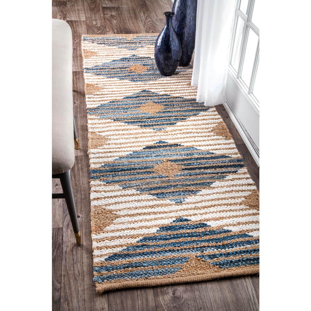 Handmade Off-White Cotton & Jute Braided 30" Runner Rug
