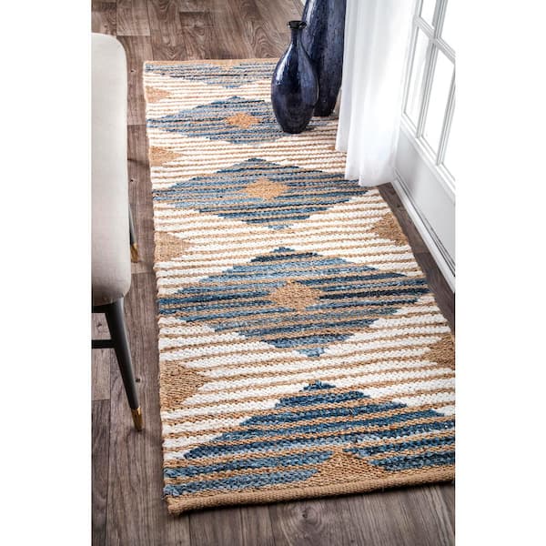 Marla Striped Farmhouse Jute Off White 3 ft. x 10 ft. Runner