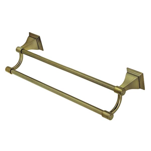 Kingston Brass Monarch 18 in. Wall Mount Dual Towel Bar in Antique Brass
