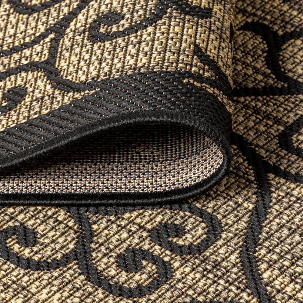 Madrid Black and Khaki 8' x 10' Filigree Indoor/Outdoor Rug