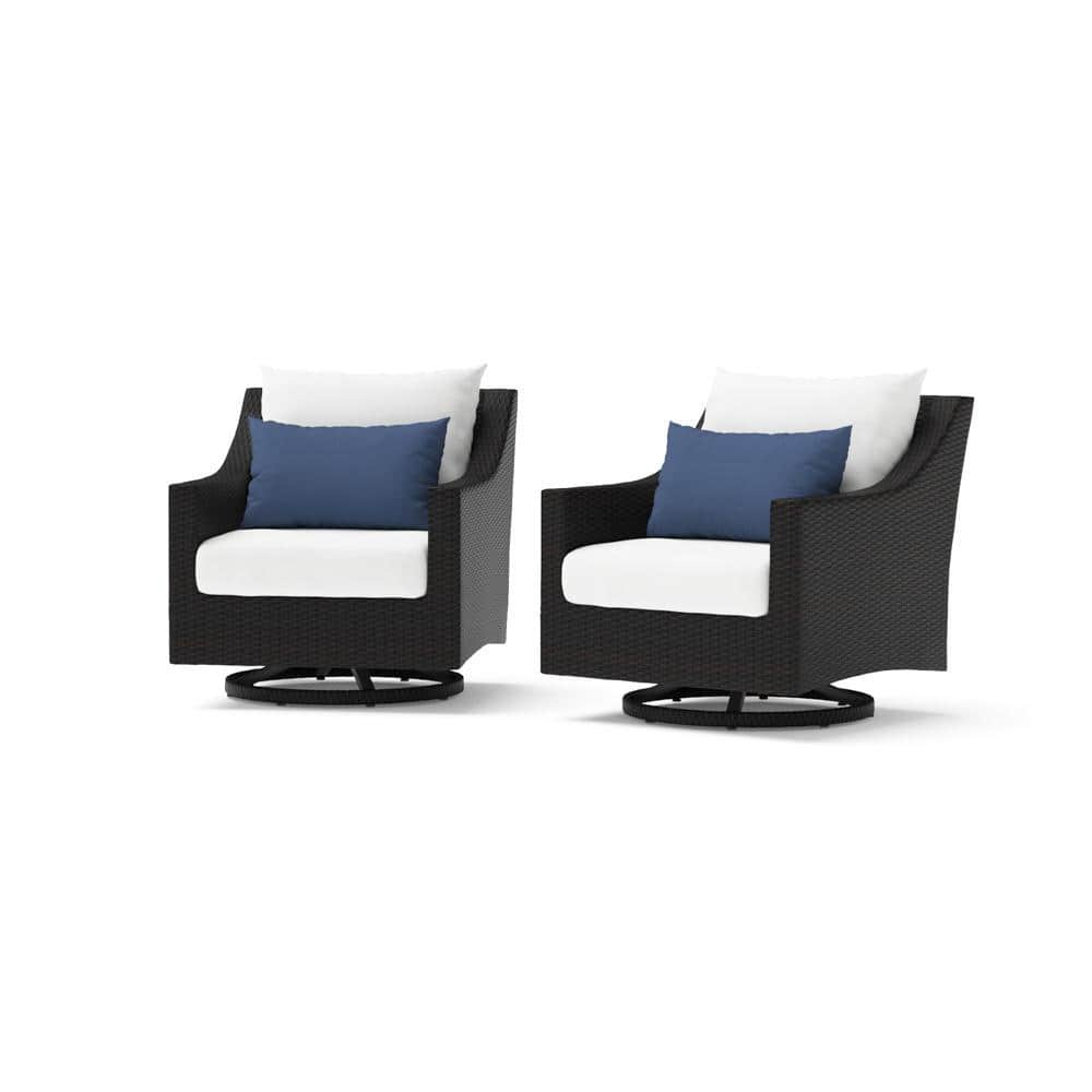 RST BRANDS Deco Wicker Motion Outdoor Lounge Chair with Sunbrella Bliss Ink Cushions (2-Pack)