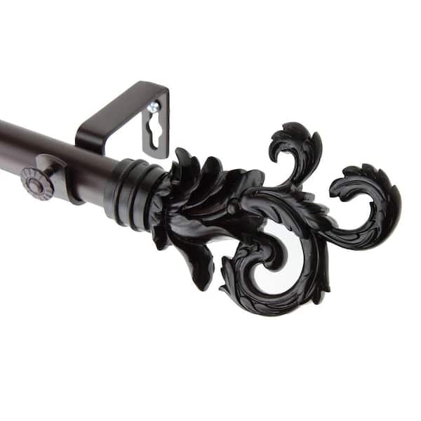 Rod Desyne 66 in. - 120 in. 1 in. Plume Single Curtain Rod Set in Mahogany