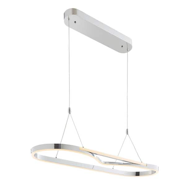 Finesse Decor Minsk 1-Light Single CCT Integrated LED Chrome Rectangular Chandelier