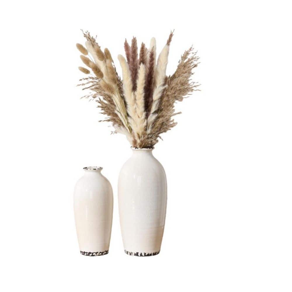 9.84 in. Vintage Crackle Series White Ceramic Cylinder Decorative