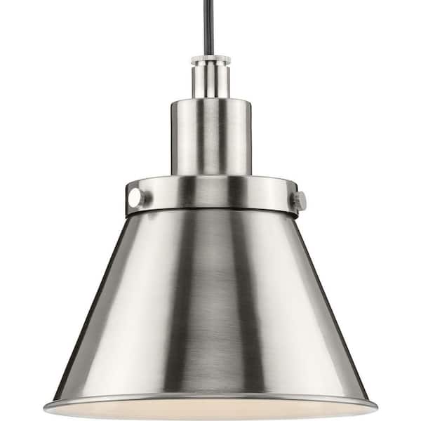 Progress Lighting Hinton Collection 8-1/4 in. 1-Light Brushed Nickel Pendant with Metal Shade