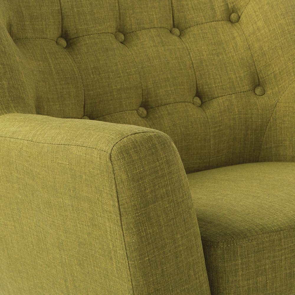 Green Microfiber Mid-Century Modern Accent Chair with Wood Legs