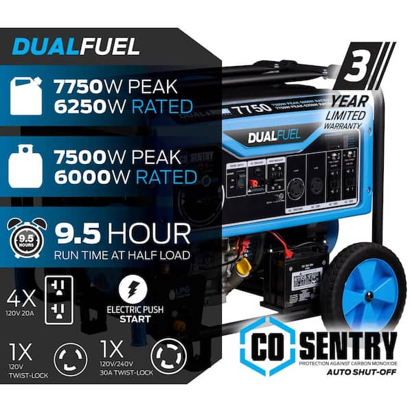 Pulsar 7,250 Watt Super Quiet Dual Fuel Inverter Generator with CO