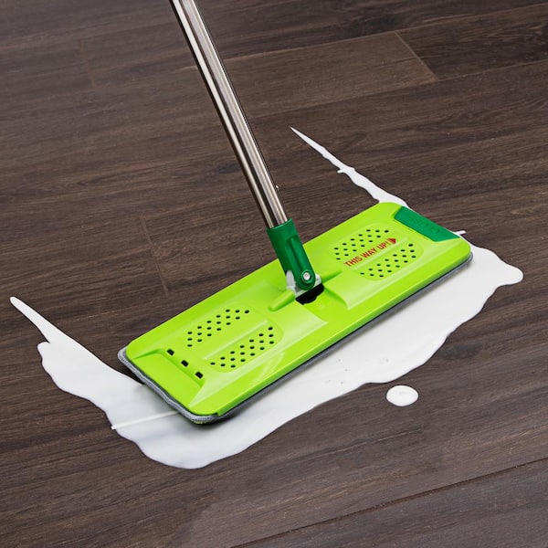16'' Large Flat Mop and Narrow Bucket with 2 Microfiber Pads Mop