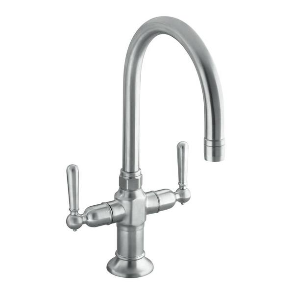 KOHLER HiRise 2-Handle Bar Faucet in Brushed Stainless Steel