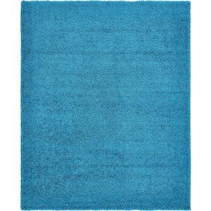 Solid Shag Turquoise 8 ft. x 10 ft. Area Rug