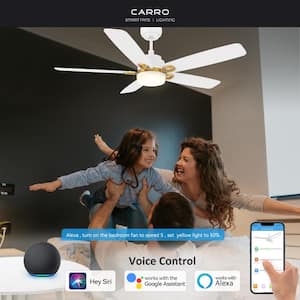 Havre 52 in. Integrated LED Indoor/Outdoor White Smart Ceiling Fan with Light and Remote, Works with Alexa/Google Home