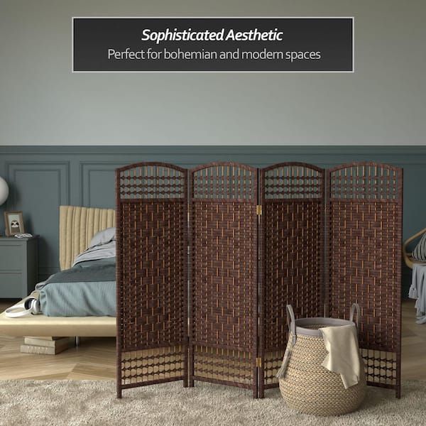 4 ft. Dark Mocha 4-Panel Room Divider